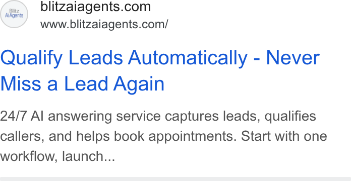 Advertisement by Blitz AI Agents, LLC for blitzaiagents.com, shown 2026-04-11