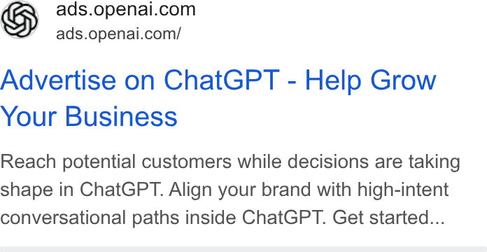 Advertisement by OpenAI OpCo, LLC on Google, running since 29 Jul 2026